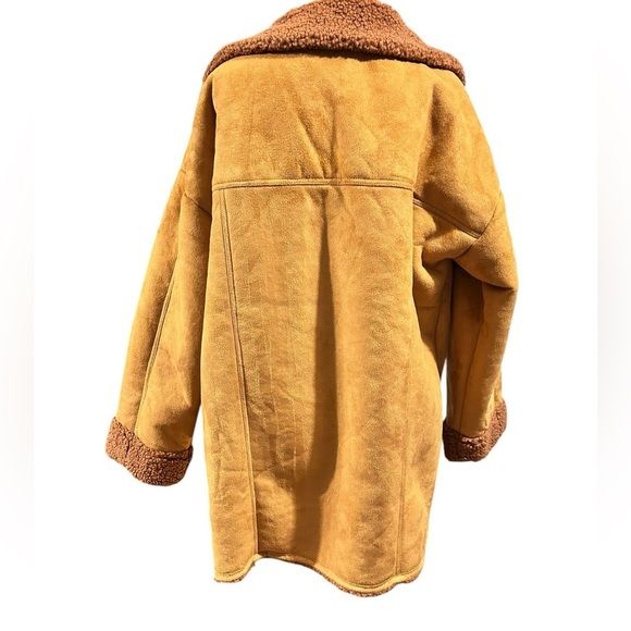 FREE PEOPLE Diogo Faux Fur Sherpa Lined Oversized Coat Size Medium EC - Picture 4 of 9